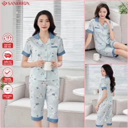 Thumbnail Bộ mặc nhà Pyjama nữ mùa hè SANDBOX Lụa Latin cao cấp tay cộc quần lửng nhiều màu BLL22005-2 4