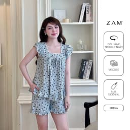 Thumbnail BỘ MẶC NHÀ SHE BY ZAM - CDBN - BỘ NGẮN TAY QUẦN ĐÙI BÈO NƠ CÁNH TIÊN 2
