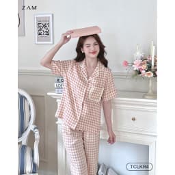 Thumbnail BỘ MẶC NHÀ SHE BY ZAM - TCLKR - BỘ NGẮN TAY QUẦN DÀI KẺ VISCOSE PHỐI REN 1