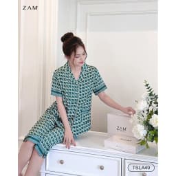 Thumbnail BỘ MẶC NHÀ SHE BY ZAM - TSLA49 - BỘ NGẮN TAY QUẦN LỬNG ĐAN CHÉO XANH 3