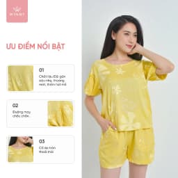 Thumbnail Bộ Mặc Nhà WINNY Kiểu Tay Cộc Quần Đùi Chất Đũi Gân 1MNDG22225C 1