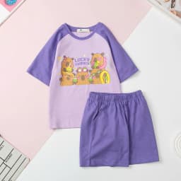 Thumbnail Bộ mùa hè cotton Bé gái LITIBABY ngắn tay phối hoạt hình size 2 đến 8 tuổi 4