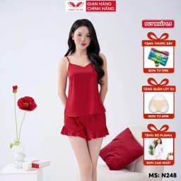 Thumbnail Bộ ngủ 2 dây lụa mặc nhà VINGO mùa Hè N248 VNGO 1
