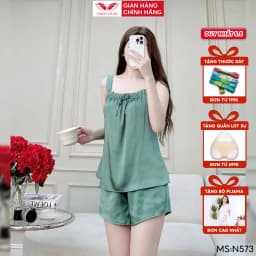 Thumbnail Bộ ngủ 2 dây mặc nhà lụa VINGO mặc mùa hè N573 VNGO 1