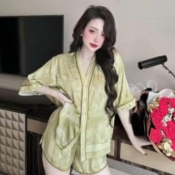 Thumbnail Bộ ngủ nữ pijama mặc nhà set bộ đồ ngủ pyjama Hisexy Lụa Latin Form cánh dơi cổ chữ Y P18 1