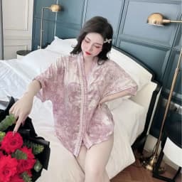 Thumbnail Bộ ngủ nữ pijama mặc nhà set bộ đồ ngủ pyjama Hisexy Lụa Latin Form cánh dơi cổ chữ Y P18 4