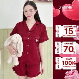 Thumbnail Bộ Ngủ Pijama Viền Bèo Cộc Dài  Lụa Cao Cấp ZENME Bộ Mặc Nhà Nữ Lụa Latin Form Rộng PJVB0924 2