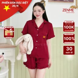 Thumbnail Bộ Ngủ Pijama Viền Bèo Lụa Cao Cấp ZENME Bộ Mặc Nhà Nữ Lụa Latin Form Rộng PJVB0524 1
