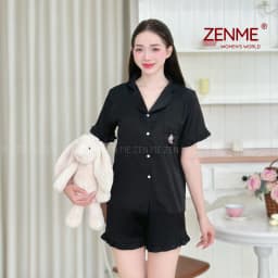 Thumbnail Bộ Ngủ Pijama Viền Bèo Lụa Cao Cấp ZENME Bộ Mặc Nhà Nữ Lụa Latin Form Rộng PJVB0524 4