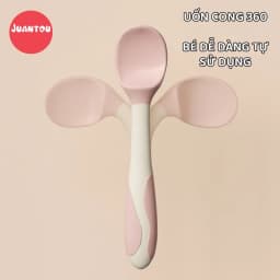 Thumbnail Bộ nĩa và thìa xoắn có thể uốn cong Học tập ăn Bộ đồ ăn bằng silicon PP Muỗng mềm uốn cong 360 độ 1