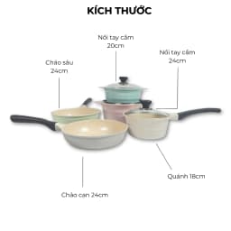 Thumbnail Bộ Nồi Chảo Cao Cấp Đáy Từ Ecoramic (Bộ 3 - 4 - 5) 3