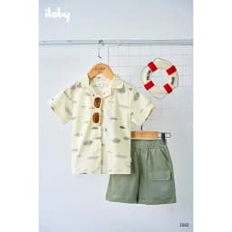 Thumbnail Bộ đồ bé traiILABY  sơ mi ngắn tay họa tiết cá chất liệu cotton thoáng mát kèm quần short túi hộp [3282] 2