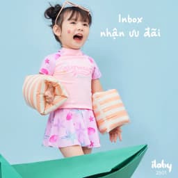 Thumbnail Bộ đồ bơi cho bé ILABY áo tay ngắn kết hợp chân váy chất liệu thun lạnh [2501] 4