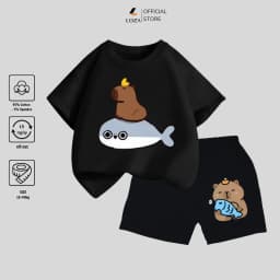 Thumbnail Bộ đồ Capybara cưỡi cá heo mẫu mới 2025 cho bé trai size từ 15-40kg - Quần áo bé trai Loza Kids SB107 4