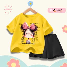 Thumbnail Bộ đồ cho bé gái in hình bé gái nơ hồng hot trend 2025 - Quần áo trẻ em nữ size từ 15-40kg-  Loza Kids SB354 4