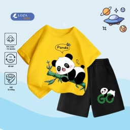 Thumbnail Bộ đồ cộc tay gấu Panda cho bé trai- Quần áo trẻ em nam size từ 15-40kg-  Loza Kids SB233 1