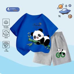 Thumbnail Bộ đồ cộc tay gấu Panda cho bé trai- Quần áo trẻ em nam size từ 15-40kg-  Loza Kids SB233 3