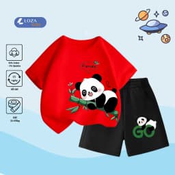Thumbnail Bộ đồ cộc tay gấu Panda cho bé trai- Quần áo trẻ em nam size từ 15-40kg-  Loza Kids SB233 4