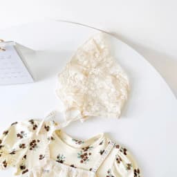 Thumbnail Bộ đồ liền thân ngắn tay mùa hè cho bé gái Quần áo ren Cotton có mũ thông thường 2