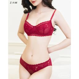 Thumbnail BỘ ĐỒ LÓT ZAM - ZBGR1001 - BỘ REN HOA LƯỚI CHẤM MÀU ĐỎ CÓ GỌNG 1