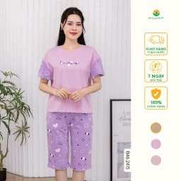 Thumbnail Bộ đồ mặc nhà nữ chất Cotton dệt kim thời trang Việt Thắng,quần lửng, áo cộc tay - B46.2415 1