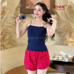 Thumbnail Bộ đồ ngủ mặc nhà nữ mùa hè 2 dây chất thun Cotton co giãn BT0324, Zen Me Women's World 1