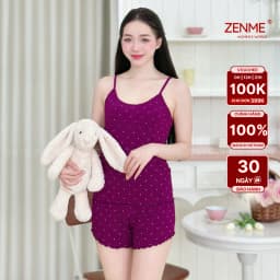 Thumbnail Bộ đồ ngủ mặc nhà nữ mùa hè 2 dây chất thun Cotton co giãn 4 Chiều BT0223, Zen Me Women's World 1