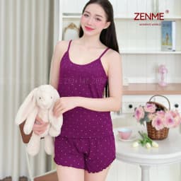 Thumbnail Bộ đồ ngủ mặc nhà nữ mùa hè 2 dây chất thun Cotton co giãn 4 Chiều BT0223, Zen Me Women's World 3