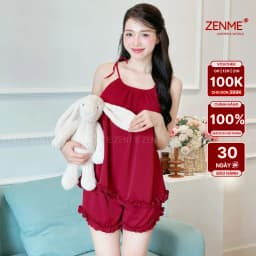 Thumbnail Bộ Đồ Ngủ Nữ Hai Dây Bèo Chất Đũi mềm mịn nhẹ nhàng nữ tính BDB0624, Zen Me Women's World 1