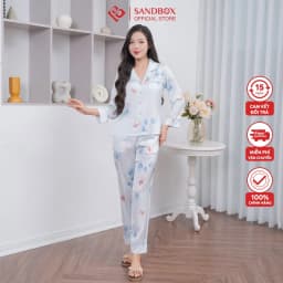 Thumbnail Bộ Đồ Ngủ Nữ Pijama Dài Tay Lụa Latin Cao Cấp Họa Tiết Nhẹ Nhàng, Sang Trọng BPD23012-2 4