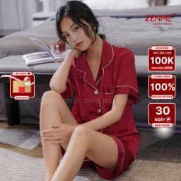 Thumbnail Bộ đồ ngủ nữ Pijama lụa cộc đùi ZENME PJC0223 chất liệu cao cấp mặc nhà mát mẻ 1