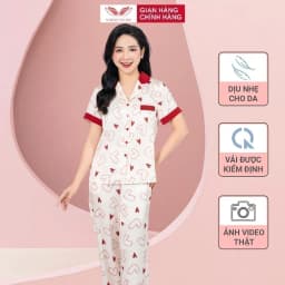 Thumbnail Bộ đồ ngủ nữ Pijama mặc nhà lụa VINGO tay ngắn mua Hè H1062 VNGO 2