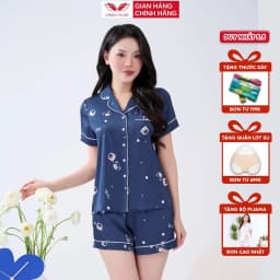 Thumbnail Bộ đồ ngủ nữ Pijama mặc nhà lụa VINGO tay cộc mùa hè H1348 VNGO 1