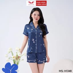 Thumbnail Bộ đồ ngủ nữ Pijama mặc nhà lụa VINGO tay cộc mùa hè H1348 VNGO 2