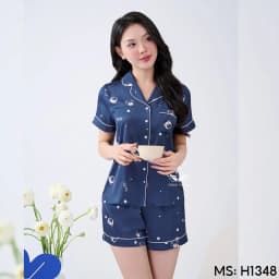 Thumbnail Bộ đồ ngủ nữ Pijama mặc nhà lụa VINGO tay cộc mùa hè H1348 VNGO 3