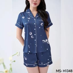 Thumbnail Bộ đồ ngủ nữ Pijama mặc nhà lụa VINGO tay cộc mùa hè H1348 VNGO 4