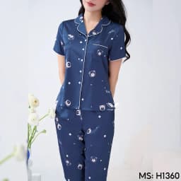 Thumbnail Bộ đồ ngủ nữ Pijama mặc nhà lụa VINGO tay ngắn mùa hè H1360 VNGO 3