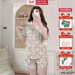 Thumbnail Bộ đồ ngủ nữ Pijama mặc nhà tơ đũi VINGO tay ngắn mùa hè H1169 VNGO 1