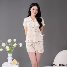 Thumbnail Bộ đồ ngủ nữ Pijama mặc nhà tơ đũi VINGO tay ngắn mùa hè H1169 VNGO 3