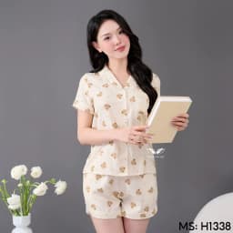 Thumbnail Bộ đồ ngủ nữ Pijama mặc nhà tơ đũi VINGO tay ngắn mùa hè H1169 VNGO 4