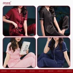 Thumbnail Bộ Đồ Ngủ Pijama Lụa Latin Cao Cấp ZENME Bộ Mặc Nhà Quần Dài Tay Ngắn Mềm Mịn Thoáng Mát PJD0322 4