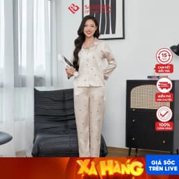 Thumbnail Bộ Pijama Dài SANDBOX Đồ Bộ Lụa Vân Xước Thiết Kế Phối Họa Tiết BPD24005 1