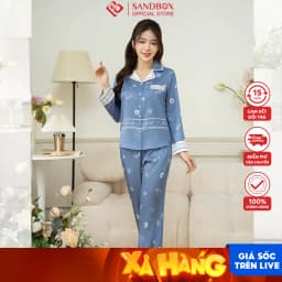 Thumbnail Bộ Pijama Dài Tay SANDBOX Đồ Bộ Nữ Lụa Vân Xước Thiết Kế Phối Họa Tiết Trendy (BPD24007) 1