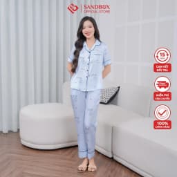 Thumbnail Bộ Pijama Mặc Nhà SANDBOX Tay Ngắn, Quần Dài Chất Liệu Lụa Latin Cao Cấp Mềm Mịn (BPC23012) 1