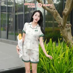 Thumbnail Bộ pijama nữ lụa latin SUNFLY áo cộc quần sooc ST9267 4
