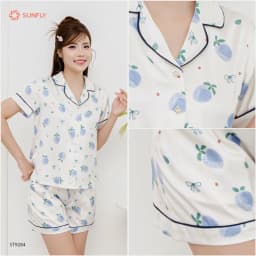 Thumbnail Bộ pijama nữ lụa latin SUNFLY áo cộc quần sooc ST9284 4
