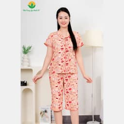 Thumbnail Bộ pijama nữ mặc nhà chất Lanh họa tiết cổ sam thời trang Việt Thắng - B06.5047 1
