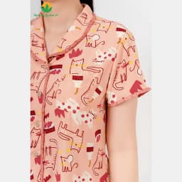Thumbnail Bộ pijama nữ mặc nhà chất Lanh họa tiết cổ sam thời trang Việt Thắng - B06.5047 2
