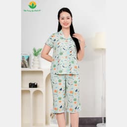 Thumbnail Bộ pijama nữ mặc nhà chất Lanh họa tiết cổ sam thời trang Việt Thắng - B06.5047 3