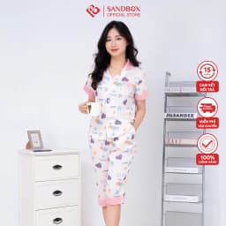 Thumbnail Bộ Pijama Nữ SANDBOX Chất Lụa Latin Cao Cấp Áo Cộc Tay Quần Lửng Họa Tiết Độc Đáo BLL22005 4